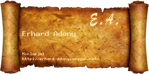 Erhard Adony névjegykártya